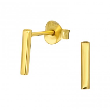Golden Bar - 925 Sterling Silver Plain Ear Studs A4S40960