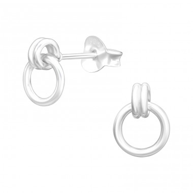 Round - 925 Sterling Silver Plain Ear Studs A4S40971