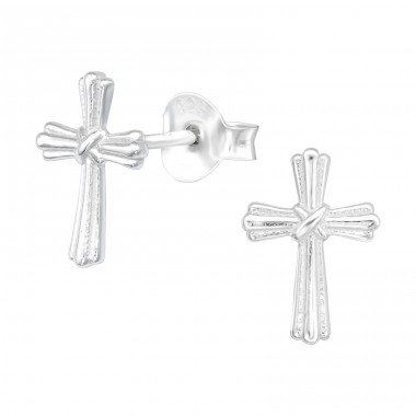 Cross - 925 Sterling Silver Plain Ear Studs A4S41294