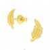 Golden Feather - 925 Sterling Silver Plain Ear Studs A4S42114