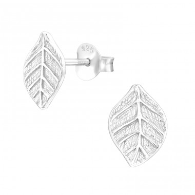 Leaf - 925 Sterling Silver Plain Ear Studs A4S42527