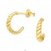 Golden twisted Half Hoop - 925 Sterling Silver Plain Ear Studs A4S42778