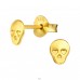 Golden Skull with heart eyes - 925 Sterling Silver Plain Ear Studs A4S43033