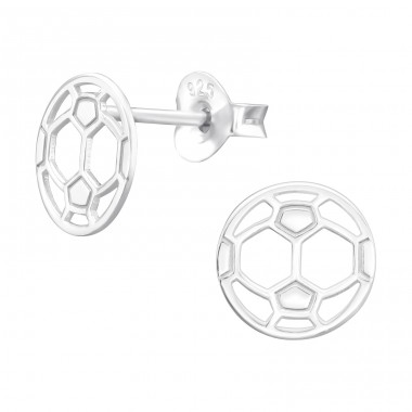 Futbalová lopta - Šperkové Striebro 925 Jednoduché Puzetové Náušnice A4S43366