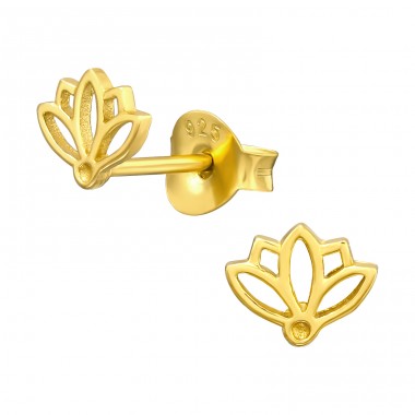 Lotusblume vergoldet - 925 Sterling Silber einfache Ohrstecker A4S43408
