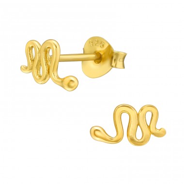 Snake gold plated - 925 Sterling Silver Plain Ear Studs A4S43414