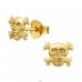 14k golden Skull - 925 Sterling Silver Plain Ear Studs A4S43424