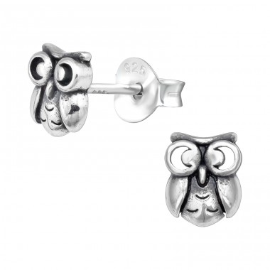 Owl with big eyes - 925 Sterling Silver Ear Studs Without Stones A4S43513