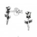 Antique Rose oxidised - 925 Sterling Silver Plain Ear Studs A4S43526