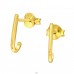 Golden vertical Curved - 925 Sterling Silver Plain Ear Studs A4S44036