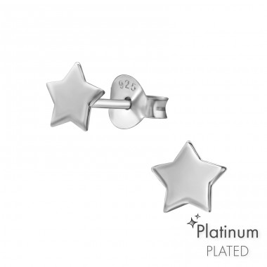 Hviezda - Platin - Schmuck Silber 925 Einfache Ohrstecker A4S44105