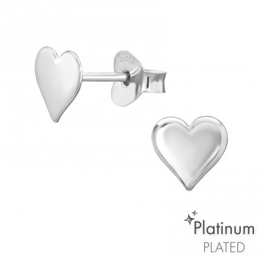 Platinum Szív - 925 Ezüst Egyszerű Stift Fülbevaló A4S44106