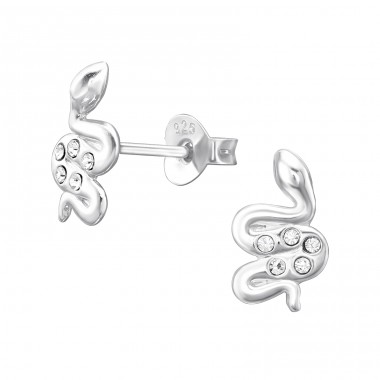 Snake - 925 Sterling Silver Plain Ear Studs A4S44151