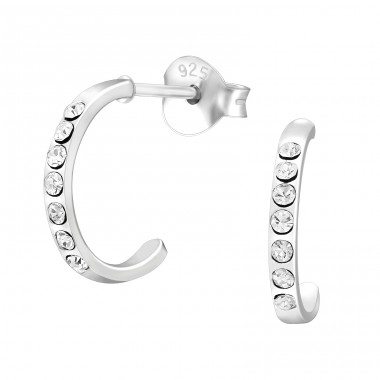 Halbkreis mit Kristallen - Schmuck Silber 925 Kristall Ohrstecker A4S44246