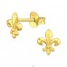 Pozłacany Fleur De Lis - Srebro Próby 925 Kolczyki Sztyfty Zwykłe A4S44669