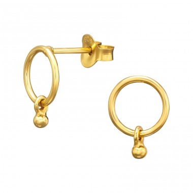Gold plated Circle stud - 925 Sterling Silver Plain Ear Studs A4S44998