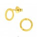 Gold plated Circle stud - 925 Sterling Silver Plain Ear Studs A4S45765