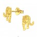 Golden walking tiger - 925 Sterling Silver Plain Ear Studs A4S45855
