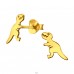 Golden T-Rex Dinosaur - 925 Sterling Silver Plain Ear Studs A4S45857