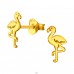 Golden Flamingo - 925 Sterling Silver Plain Ear Studs A4S45861