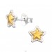 Two tone Star - 925 Sterling Silver Plain Ear Studs A4S45916