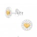 Two tone Heart - 925 Sterling Silver Plain Ear Studs A4S45919