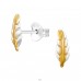 Two tone Leaf - 925 Sterling Silver Plain Ear Studs A4S45922