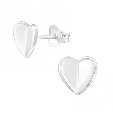 Folded Heart - 925 Sterling Silver Plain Ear Studs A4S46187