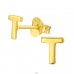 Litera "T" placată cu aur  - Argint 925 Cercei Simpli Cu Șurub A4S46362