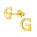 Litera "G" placată cu aur  - Argint 925 Cercei Simpli Cu Șurub A4S46365