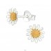 Floare cu pistil auriu - Argint 925 Cercei Simpli Cu Șurub A4S46557