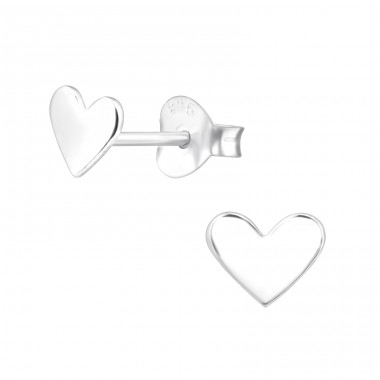Heart - 925 Sterling Silver Plain Ear Studs A4S46676