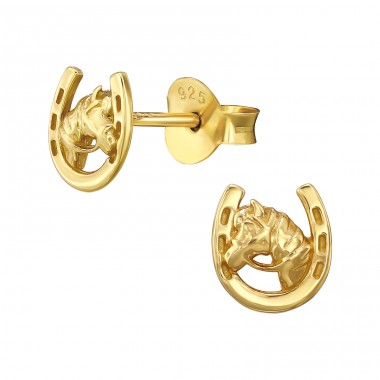 Golden Horseshoe - 925 Sterling Silver Plain Ear Studs A4S46916