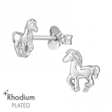 Pferd - 925er Silber Glatte Ohrstecker A4S49040