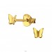 Goldener Gebogener Schmetterling - 925Er Silber Glatte Ohrstecker A4S49166