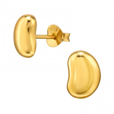 Golden Bean - 925 Sterling Silver Plain Ear Studs A4S49667