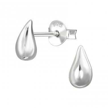 Teardrop - 925 Sterling Silver Plain Ear Studs A4S49676