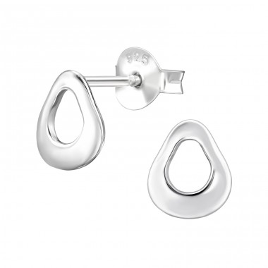 Open teardrop - 925 Sterling Silver Plain Ear Studs A4S49688