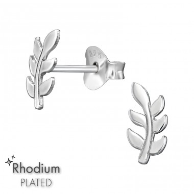  Leaf - 925 Sterling Silver Plain Ear Studs A4S49718
