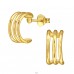 Semicerc Cu Bară Triplă De 11 mm placat cu aut - Argint 925 Cercei Simpli Cu Șurub A4S50069