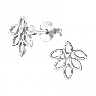 Sechs Längliche Blütenblätter - 925Er Silber Glatte Ohrstecker A4S50099