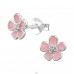 7 mm Große Fünfblättrige Blume - 925er Silber Glatte Ohrstecker A4S50104