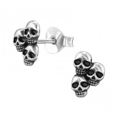 Trei Cranii - Argint 925 Cercei simpli cu șurub A4S50192