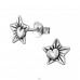 8 mm Star oxidized with heart - 925 Sterling Silver Plain Ear Studs A4S50195