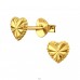 6 mm Faceted Heart Gold Plated - 925 Sterling Silver Plain Ear Studs A4S50265