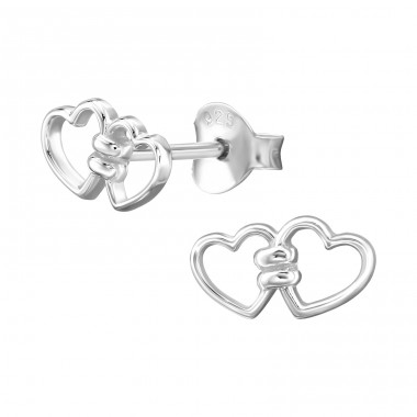 Holding Hearts - 925 Sterling Silver Plain Ear Studs A4S50270