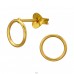 8 mm Golden Open Circle - 925 Sterling Silver Plain Ear Studs A4S50405
