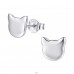 8 mm Cat Face  - 925 Sterling Silver Plain Ear Studs A4S50606