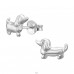 10 mm Dachshund - 925 Sterling Silver Plain Ear Studs A4S50615