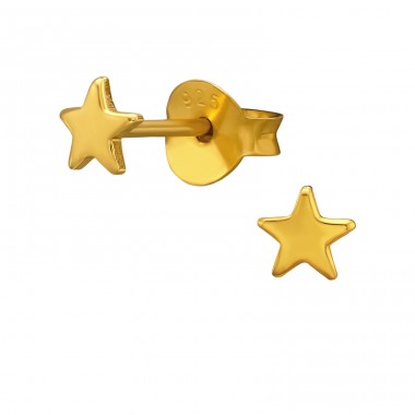 Star 4mm Gold Plated - 925 Sterling Silver Plain Ear Studs A4S51195